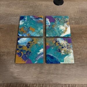 Custom Artist Signed Acrylic Coaster Set 4” x 4”